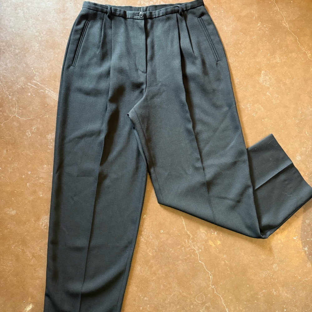 GIORGIO ARMANI Black Wool Dress High Rise Trousers